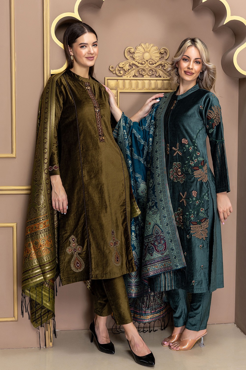 GREEN BANARSI DUPATTA SET